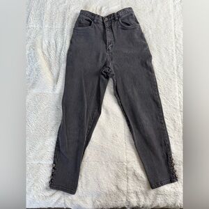 Vintage Gitano Charcoal Wash Ankle Jeans with Button Detail Size 10